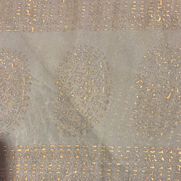 A Brod Chic Gold Paisley Print and Purple Women's Scarf with Perfect Fringe - Picture 2 of 8